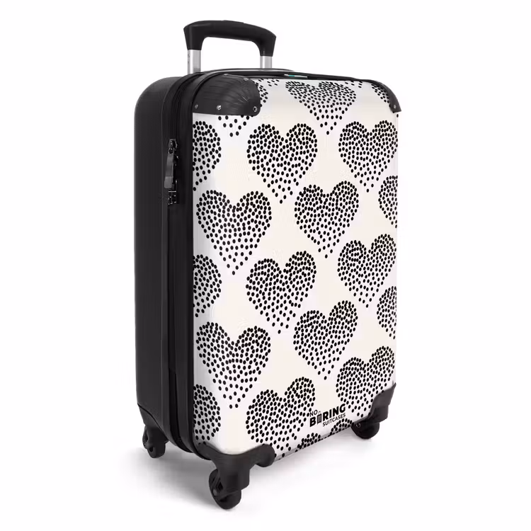 Valentijn stippen hart patroon zwart NBS - Handbagage koffer - Kinderen Unisex middel -productfoto_3d