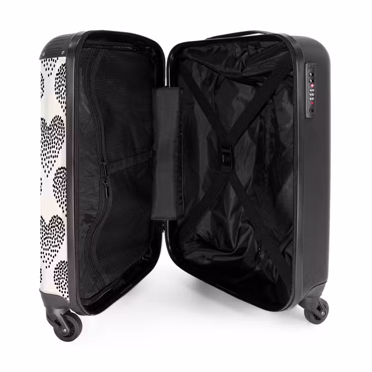 Valentijn stippen hart patroon zwart NBS - Handbagage koffer - Kinderen Unisex middel -binnenkant