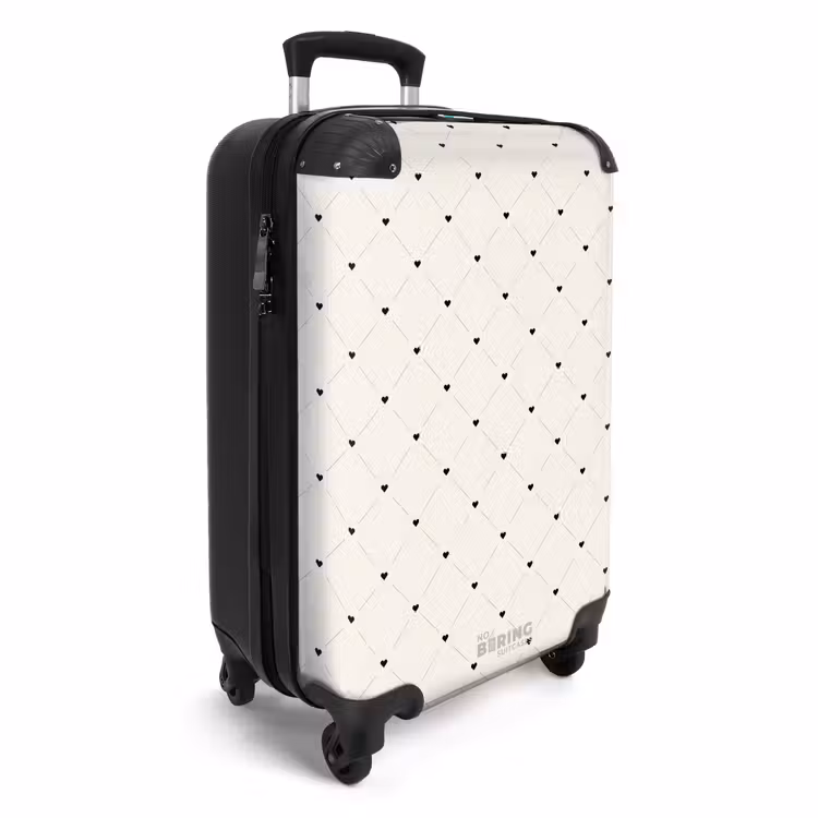 Valentijn hartenruitmotief zwart wit NBS - Handbagage koffer - Kinderen Unisex middel -productfoto_3d