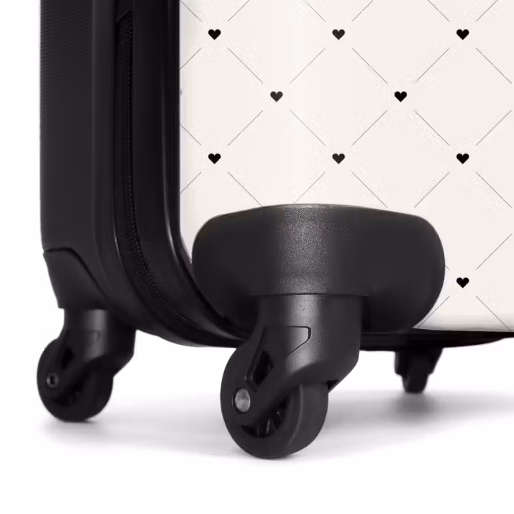 Valentijn hartenruitmotief zwart wit NBS - Handbagage koffer - Kinderen Unisex middel -wiel