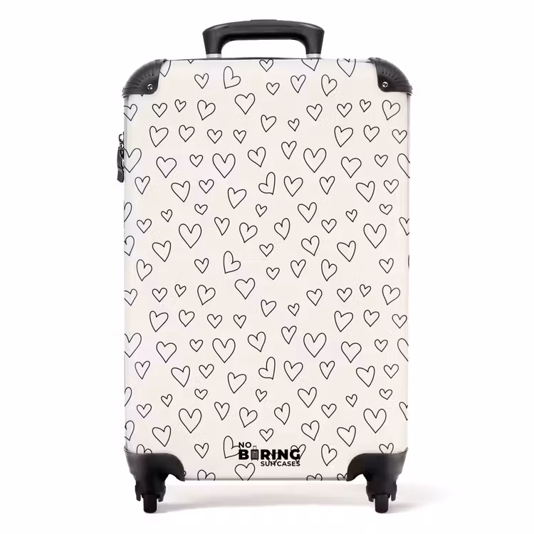 Valentijn hartenregen patroon zwart NBS - Handbagage koffer - Kinderen Unisex middel -productfoto_recht
