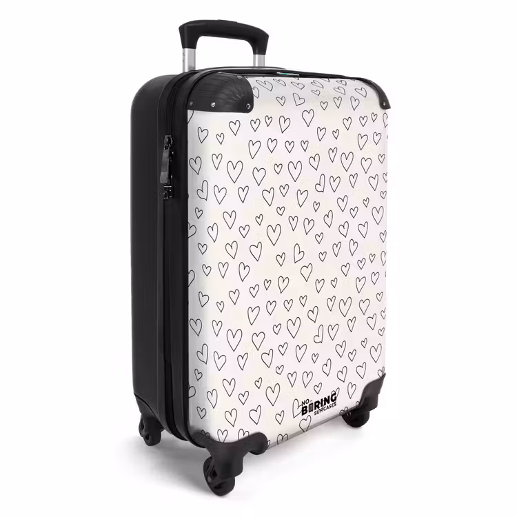 Valentijn hartenregen patroon zwart NBS - Handbagage koffer - Kinderen Unisex middel -productfoto_3d