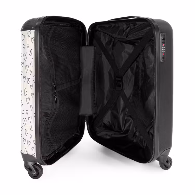 Valentijn hartenregen patroon zwart NBS - Handbagage koffer - Kinderen Unisex middel -binnenkant