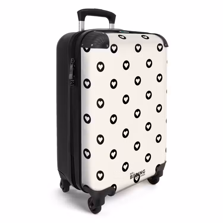Valentijn hartjes cirkelpatroon zwart wit NBS - Handbagage koffer - Kinderen Unisex middel -productfoto_3d