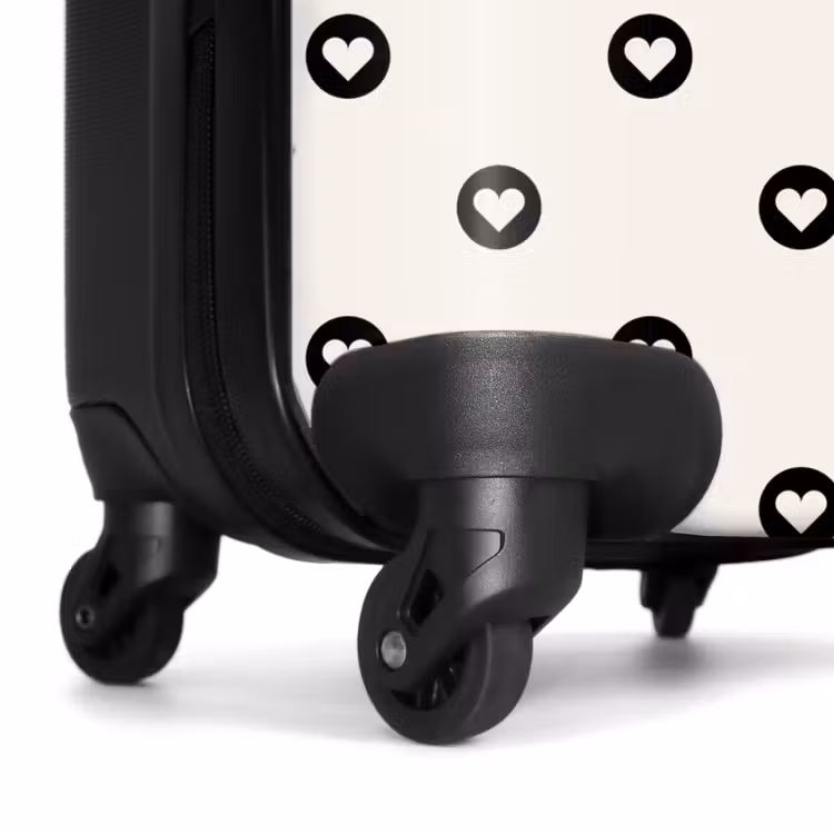 Valentijn hartjes cirkelpatroon zwart wit NBS - Handbagage koffer - Kinderen Unisex middel -wiel