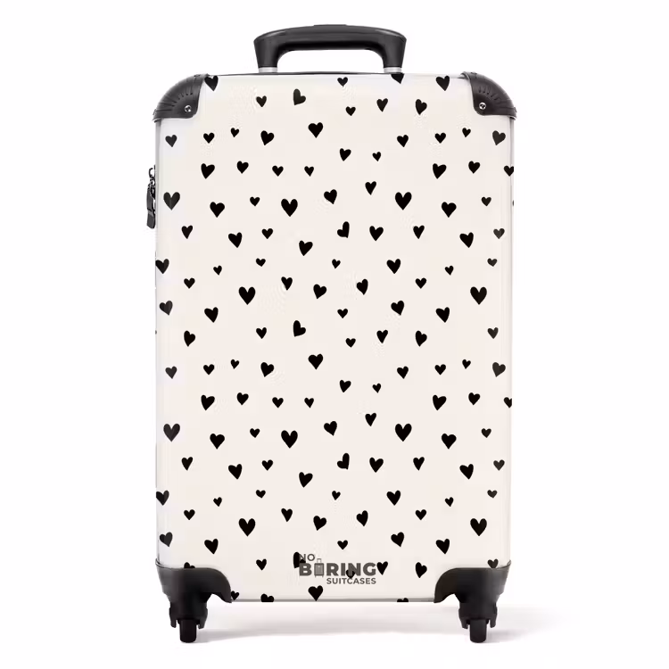 Valentijn hartjes verspreid patroon zwart NBS - Handbagage koffer - Kinderen Unisex middel -productfoto_recht