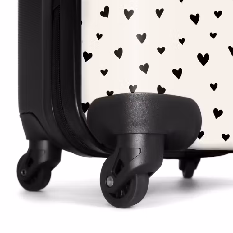 Valentijn hartjes verspreid patroon zwart NBS - Handbagage koffer - Kinderen Unisex middel -wiel