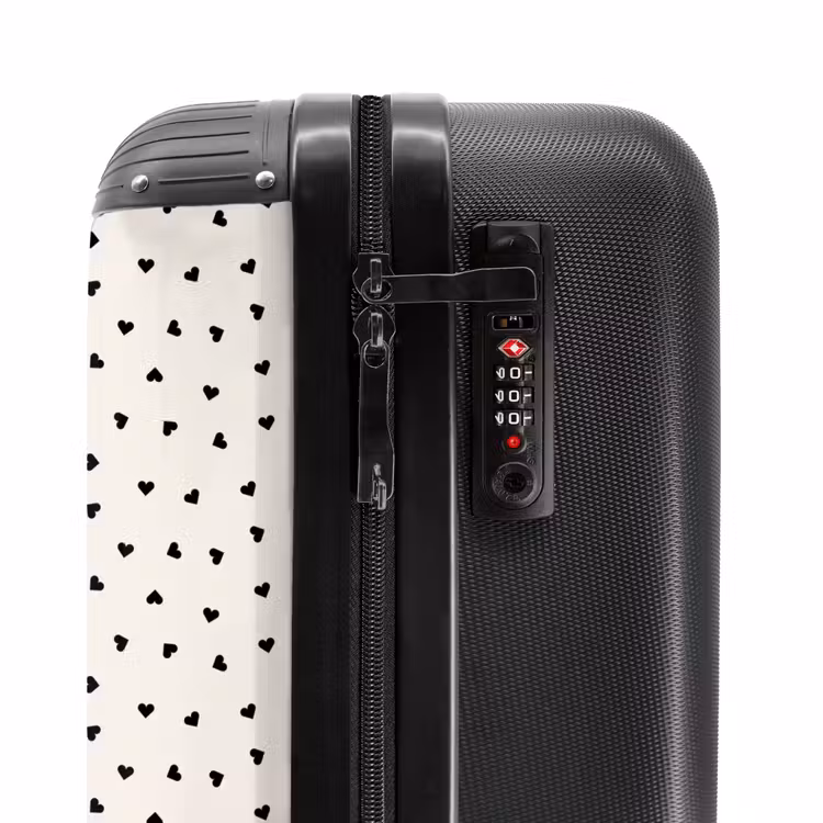 Valentijn verstrooid hartenpatroon zwart NBS - Handbagage koffer - Kinderen Unisex middel -slot