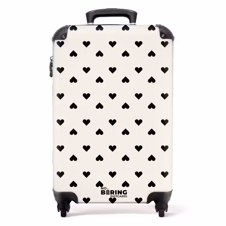 Valentijn harten in ruitpatroon zwart NBS - Handbagage koffer - Kinderen Unisex middel -productfoto_recht