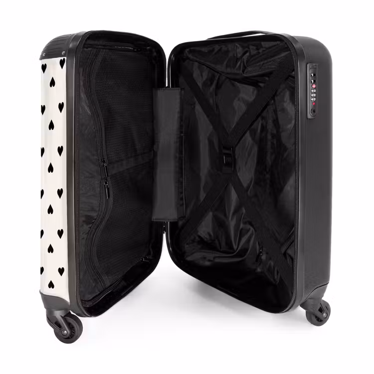 Valentijn harten in ruitpatroon zwart NBS - Handbagage koffer - Kinderen Unisex middel -binnenkant