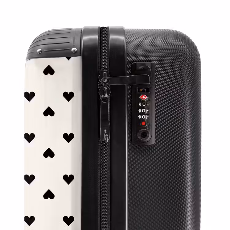 Valentijn harten in ruitpatroon zwart NBS - Handbagage koffer - Kinderen Unisex middel -slot