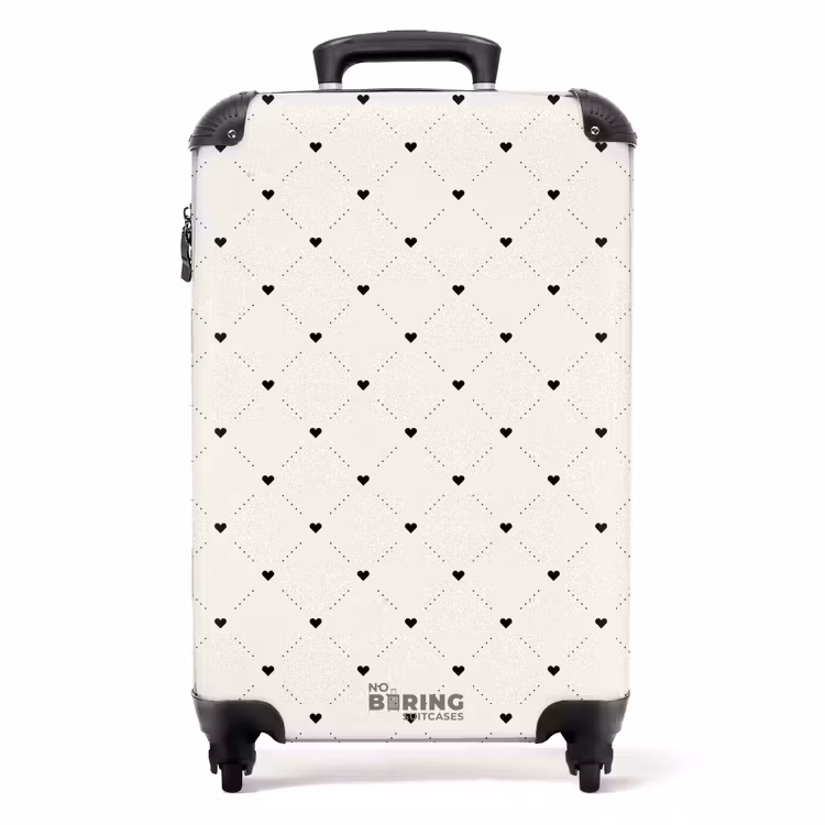 Valentijn stippen met hartjes patroon zwart NBS - Handbagage koffer - Kinderen Unisex middel -productfoto_recht