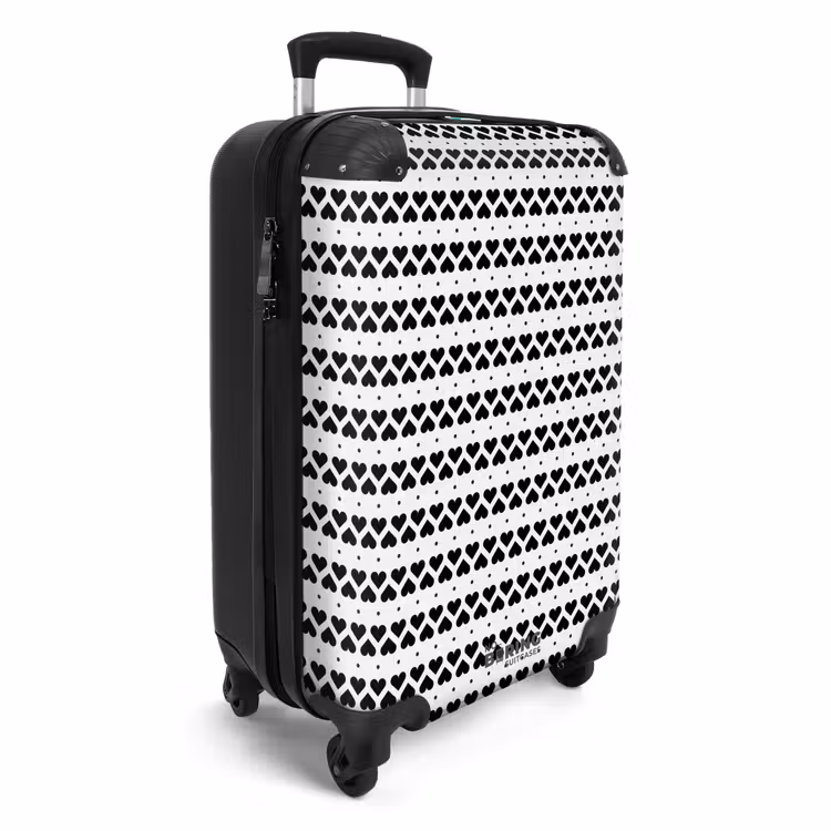 Valentijn gestreept hartjes patroon NBS - Handbagage koffer - Kinderen Unisex middel -productfoto_3d