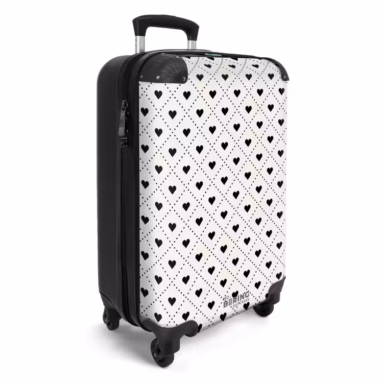Valentijn hartjes ruitpatroon zwart wit NBS - Handbagage koffer - Kinderen Unisex middel -productfoto_3d