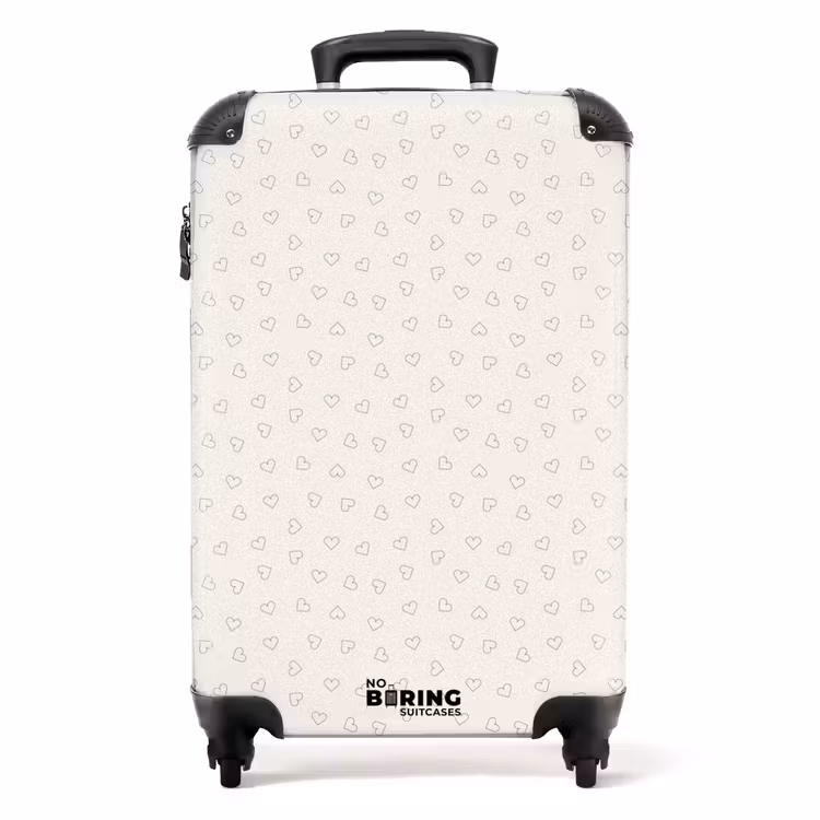 Valentijn hartjes patroon zwart NBS - Handbagage koffer - Kinderen Unisex middel -productfoto_recht