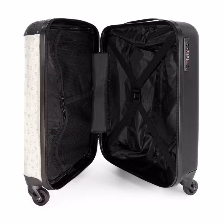 Valentijn hartjes patroon zwart NBS - Handbagage koffer - Kinderen Unisex middel -binnenkant
