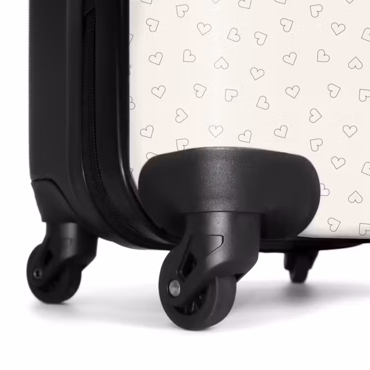 Valentijn hartjes patroon zwart NBS - Handbagage koffer - Kinderen Unisex middel -wiel