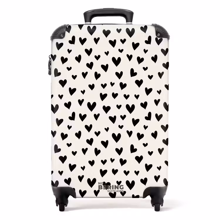 Valentijn harten patroon zwart NBS - Handbagage koffer - Kinderen Unisex middel -productfoto_recht