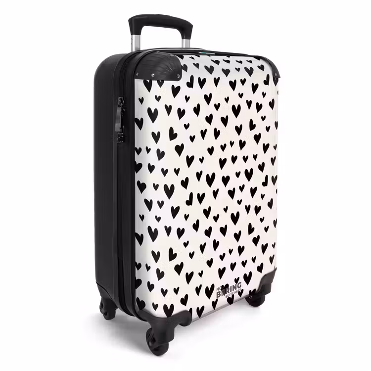 Valentijn harten patroon zwart NBS - Handbagage koffer - Kinderen Unisex middel -productfoto_3d