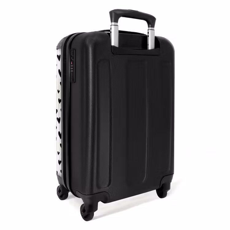 Valentijn harten patroon zwart NBS - Handbagage koffer - Kinderen Unisex middel -achterkant