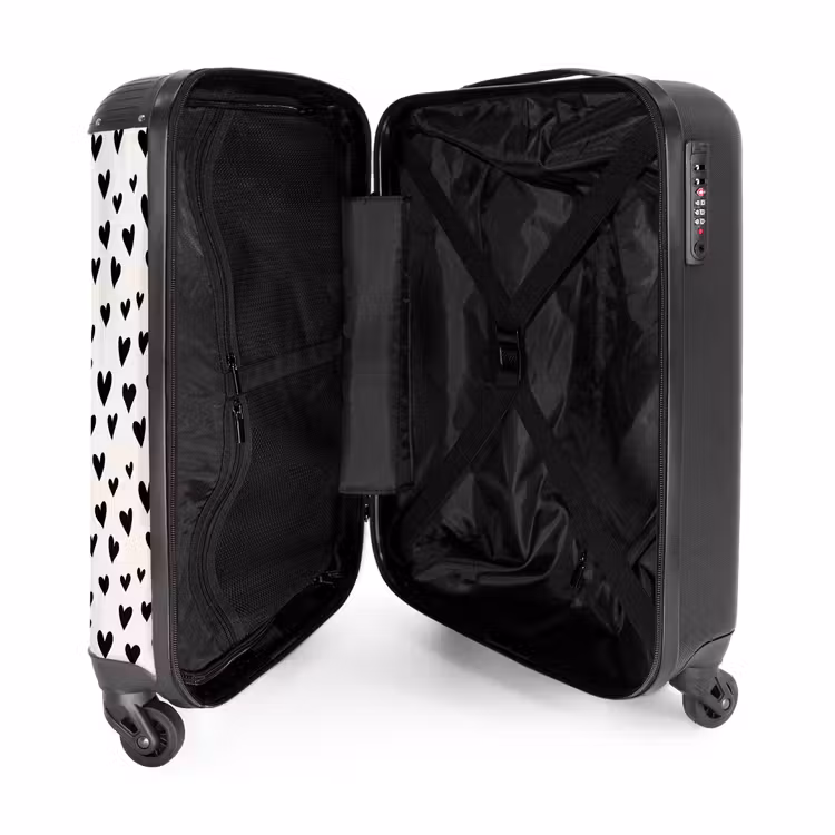 Valentijn harten patroon zwart NBS - Handbagage koffer - Kinderen Unisex middel -binnenkant