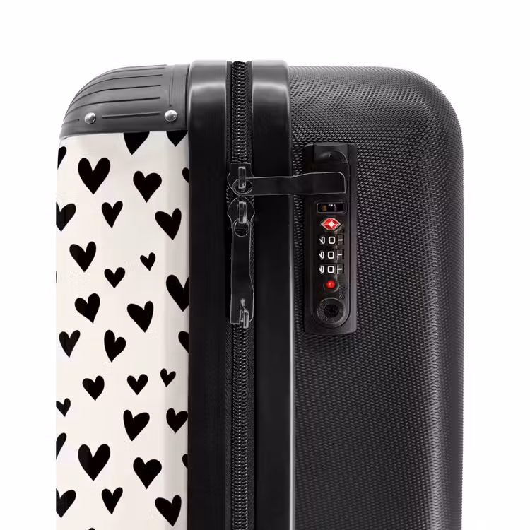 Valentijn harten patroon zwart NBS - Handbagage koffer - Kinderen Unisex middel -slot