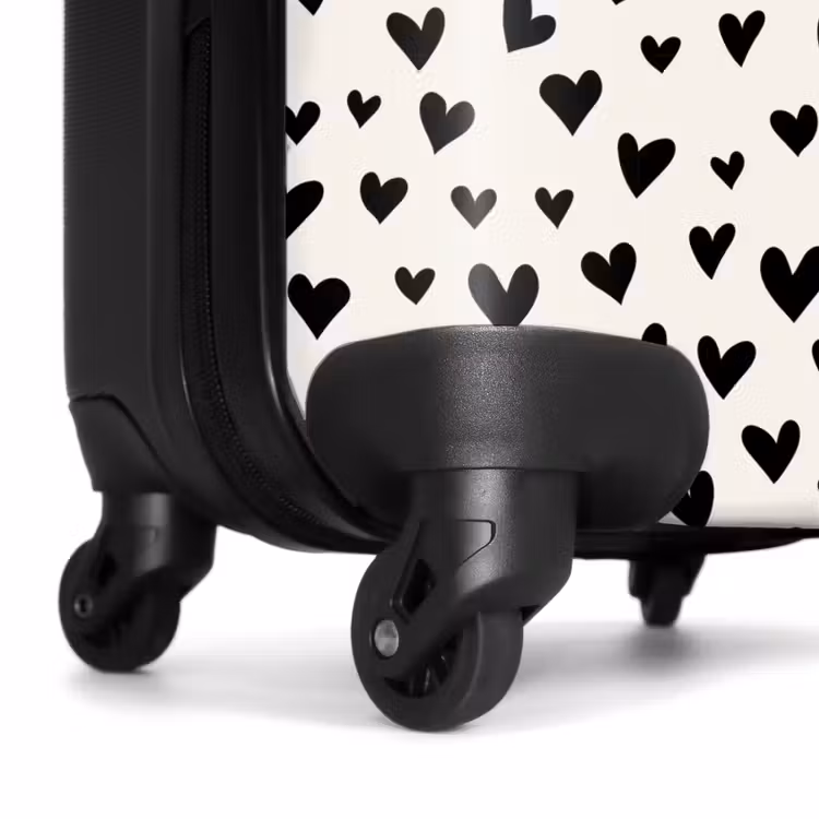 Valentijn harten patroon zwart NBS - Handbagage koffer - Kinderen Unisex middel -wiel