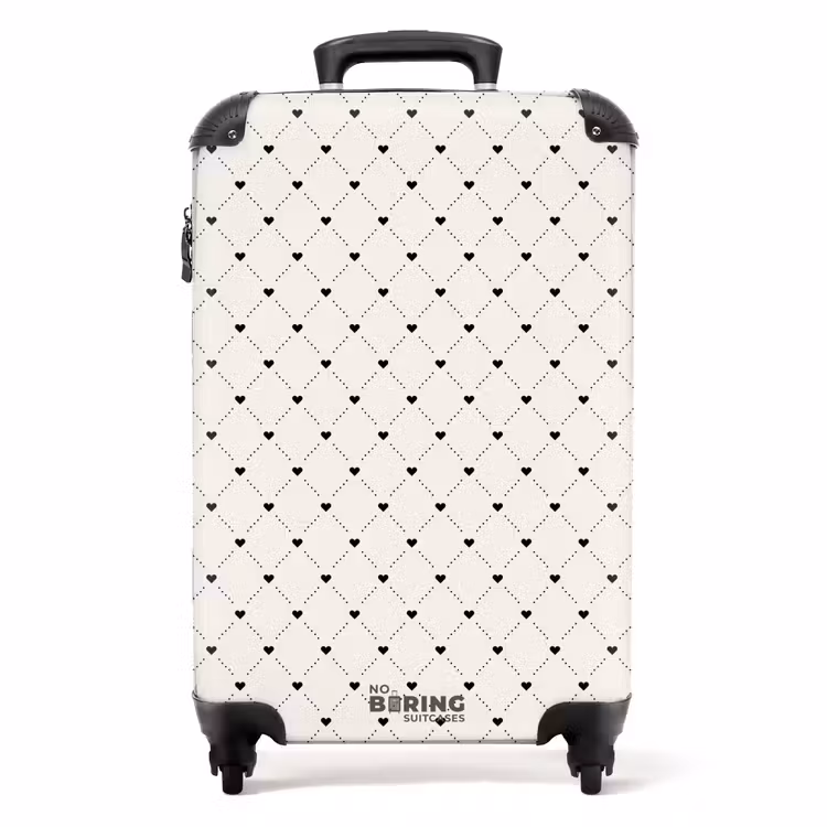 Valentijn hartjes ruit patroon stippen NBS - Handbagage koffer - Kinderen Unisex middel -productfoto_recht