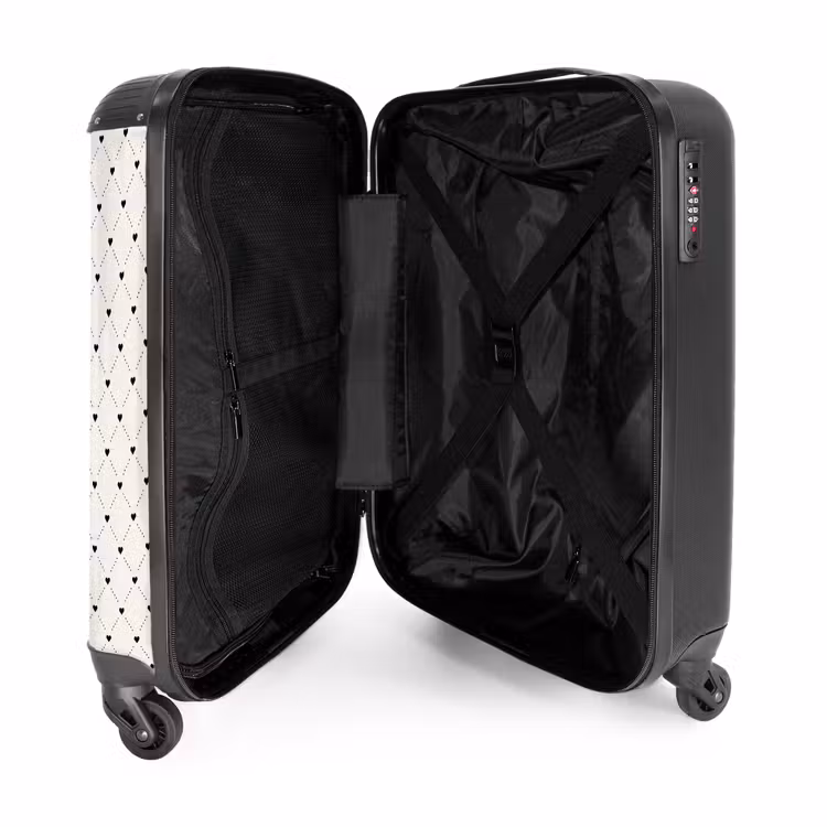 Valentijn hartjes ruit patroon stippen NBS - Handbagage koffer - Kinderen Unisex middel -binnenkant