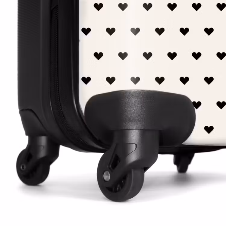 Valentijn hartjes zwart wit NBS - Handbagage koffer - Kinderen Unisex middel -wiel
