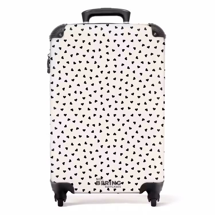Valentijn hartvormig patroon zwart NBS - Handbagage koffer - Kinderen Unisex middel -productfoto_recht