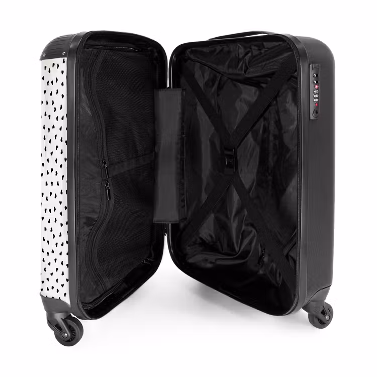 Valentijn hartvormig patroon zwart NBS - Handbagage koffer - Kinderen Unisex middel -binnenkant