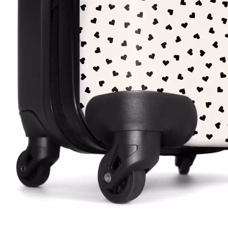 Valentijn hartvormig patroon zwart NBS - Handbagage koffer - Kinderen Unisex middel -wiel