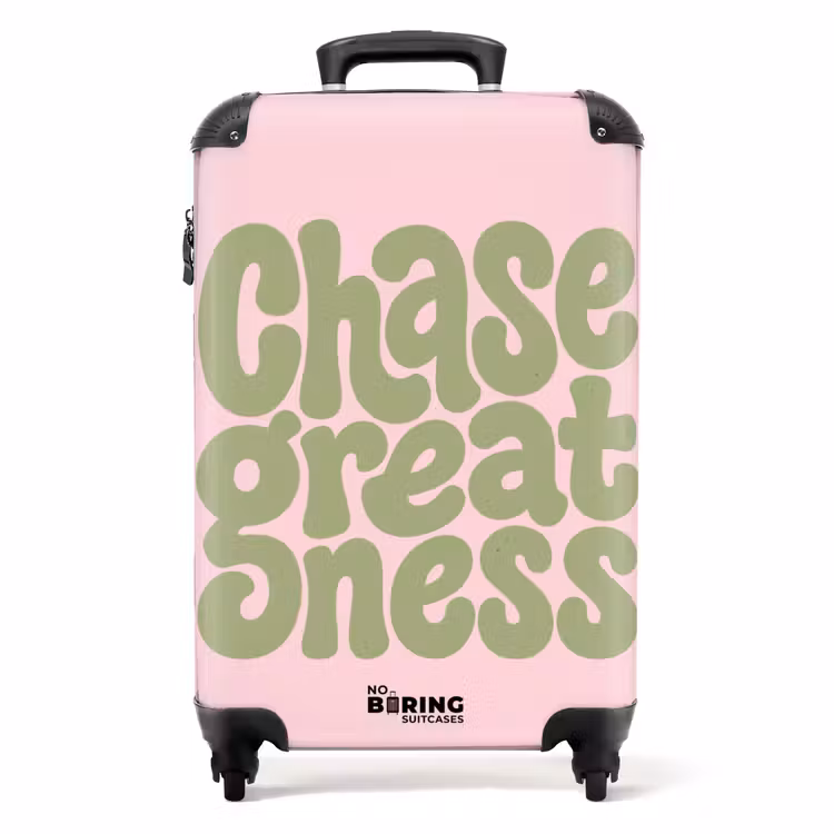 Chase greatness - Groen - Roze - Retro NBS - Handbagage koffer - Volwassenen Unisex middel -productfoto_recht