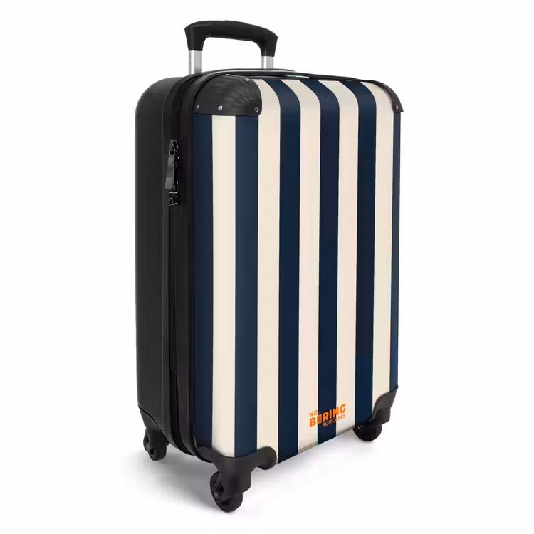 Verticale strepen - Blauw - Crème NBS - Handbagage koffer - Volwassenen Unisex middel -productfoto_3d