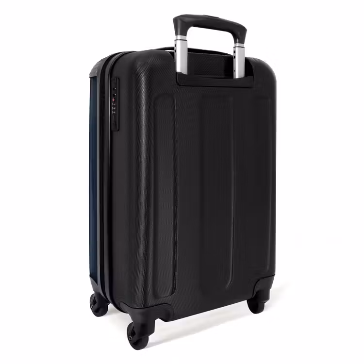 Verticale strepen - Blauw - Crème NBS - Handbagage koffer - Volwassenen Unisex middel -achterkant