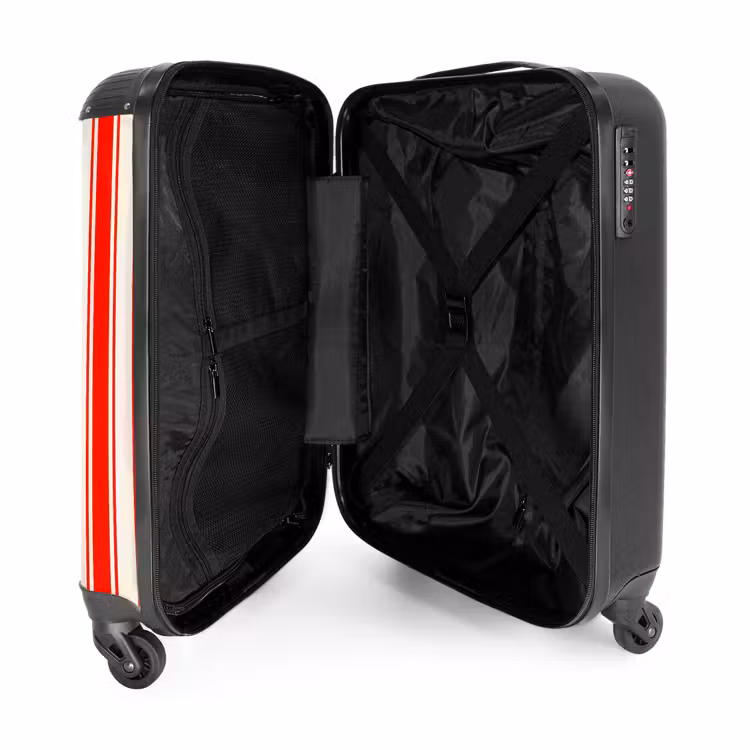 Koffer - Vertikale Streifen – Rot – Weiß - Verticale strepen - Rood - Wit NBS - Handbagage koffer - Vrouwen middel