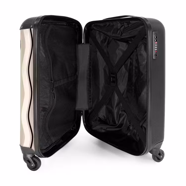 Verticale golven in crème tinten NBS - Handbagage koffer - Unisex middel -binnenkant