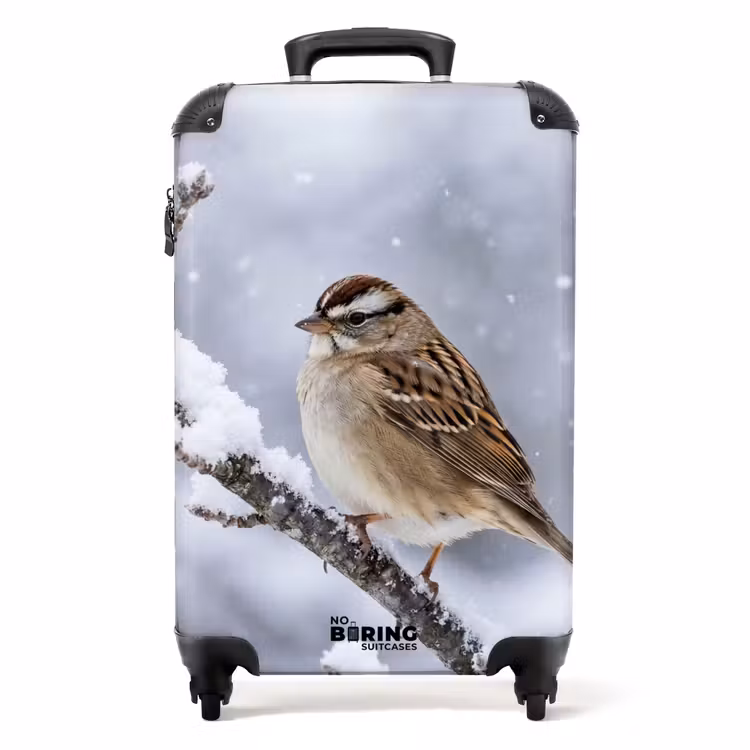 Koffer - Vogel – Ast – Schnee – Winter - Vogel - Tak - Sneeuw - Winter NBS - Handbagage koffer - Volwassenen Unisex middel