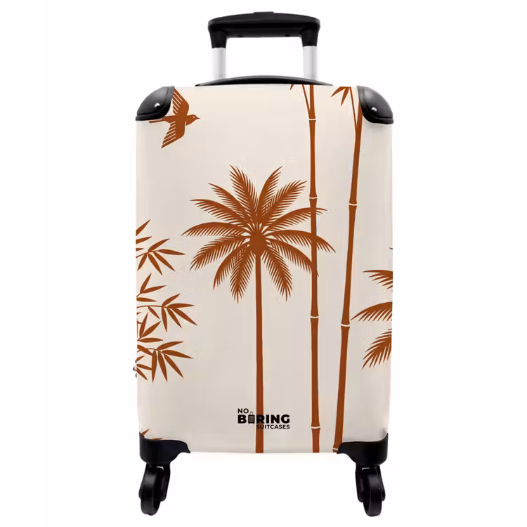 Koffer - Vogel – Baum – Tropisch – Minimalistisch – Braun - Vogel - Boom - Tropisch - Minimalistisch - Bruin NBS - Handbagage koffer - Vrouwen middel