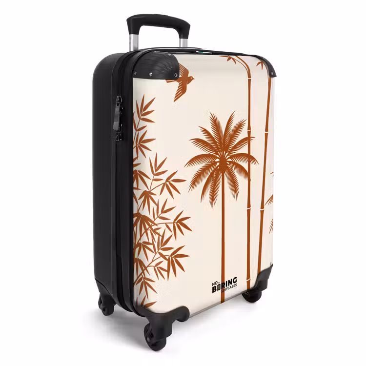 Koffer - Vogel – Baum – Tropisch – Minimalistisch – Braun - Vogel - Boom - Tropisch - Minimalistisch - Bruin NBS - Handbagage koffer - Vrouwen middel