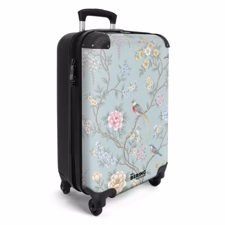 Koffer - Vogel – Blumen – Bunt - Vogel - Bloemen - Kleurrijk NBS - Handbagage koffer - Vrouwen middel
