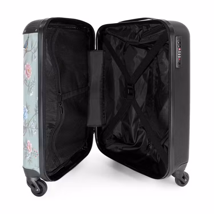 Koffer - Vogel – Blumen – Bunt - Vogel - Bloemen - Kleurrijk NBS - Handbagage koffer - Vrouwen middel