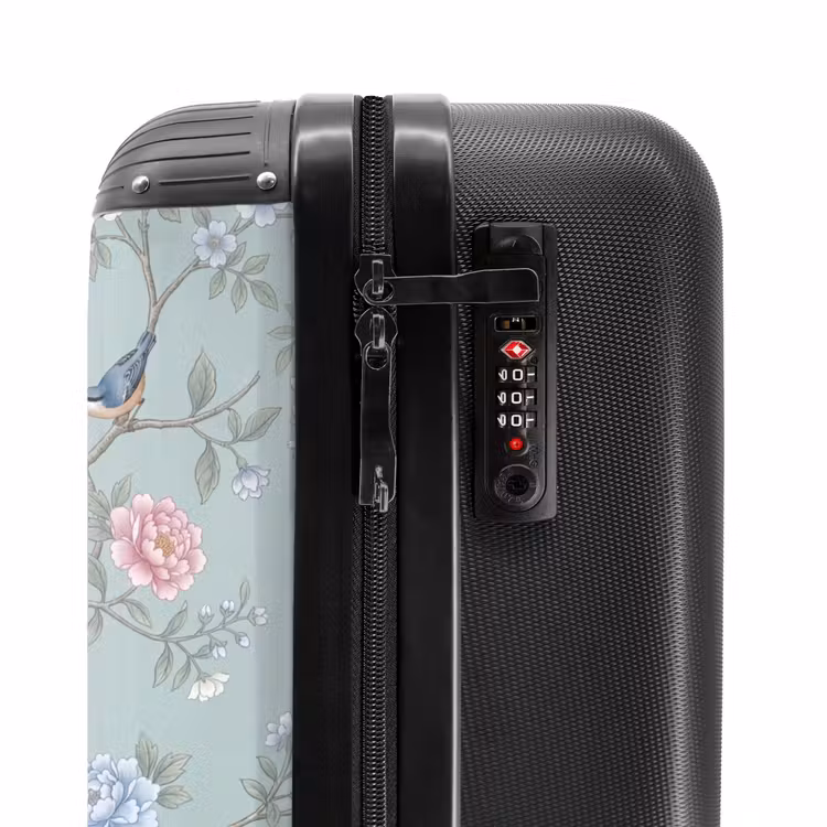 Koffer - Vogel – Blumen – Bunt - Vogel - Bloemen - Kleurrijk NBS - Handbagage koffer - Vrouwen middel