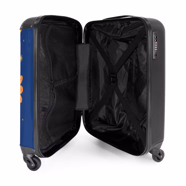 Koffer - Vogel – Blumen – Dekorativ – Orange – Blau - Vogel - Bloemen - Decoratief - Oranje - Blauw NBS - Handbagage koffer - Vrouwen middel