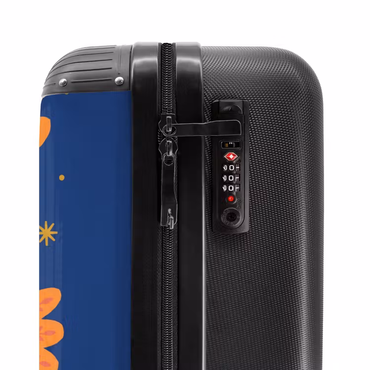 Koffer - Vogel – Blumen – Dekorativ – Orange – Blau - Vogel - Bloemen - Decoratief - Oranje - Blauw NBS - Handbagage koffer - Vrouwen middel