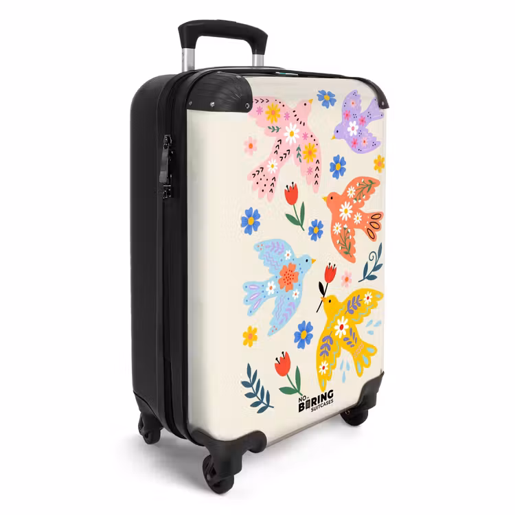 Koffer - Vögel – Blumen – Folk – Bunt – Tiere - Vogel - Bloemen - Folk - Kleurrijk - Dieren NBS - Handbagage koffer - Vrouwen middel