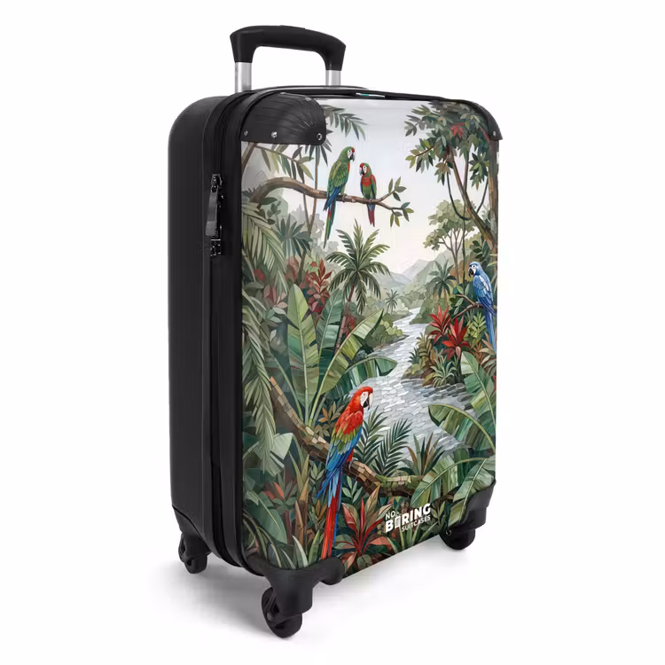 Koffer - Vogel – Dschungel – Natur – Mosaik – Grün - Vogel - Jungle - Natuur - Mozaïek - Groen NBS - Handbagage koffer - Volwassenen Unisex middel