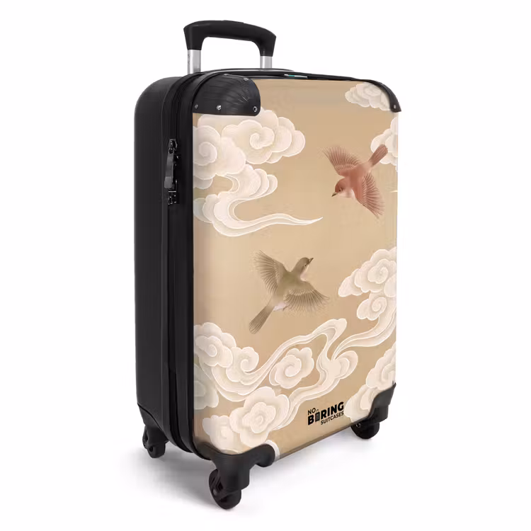 Koffer - Vögel – Fliegen – Beige - Vogels - Vliegen - Beige NBS - Handbagage koffer - Volwassenen Unisex middel