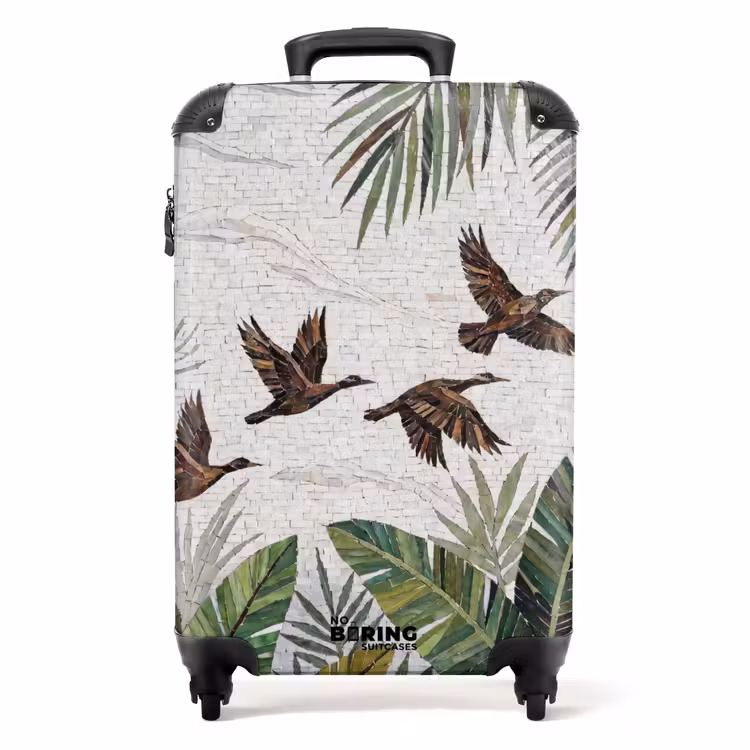 Koffer - Vogel – fliegend – tropisch – Mosaik – grün - Vogel - Vliegend - Tropisch - Mozaïek - Groen NBS - Handbagage koffer - Volwassenen Unisex middel